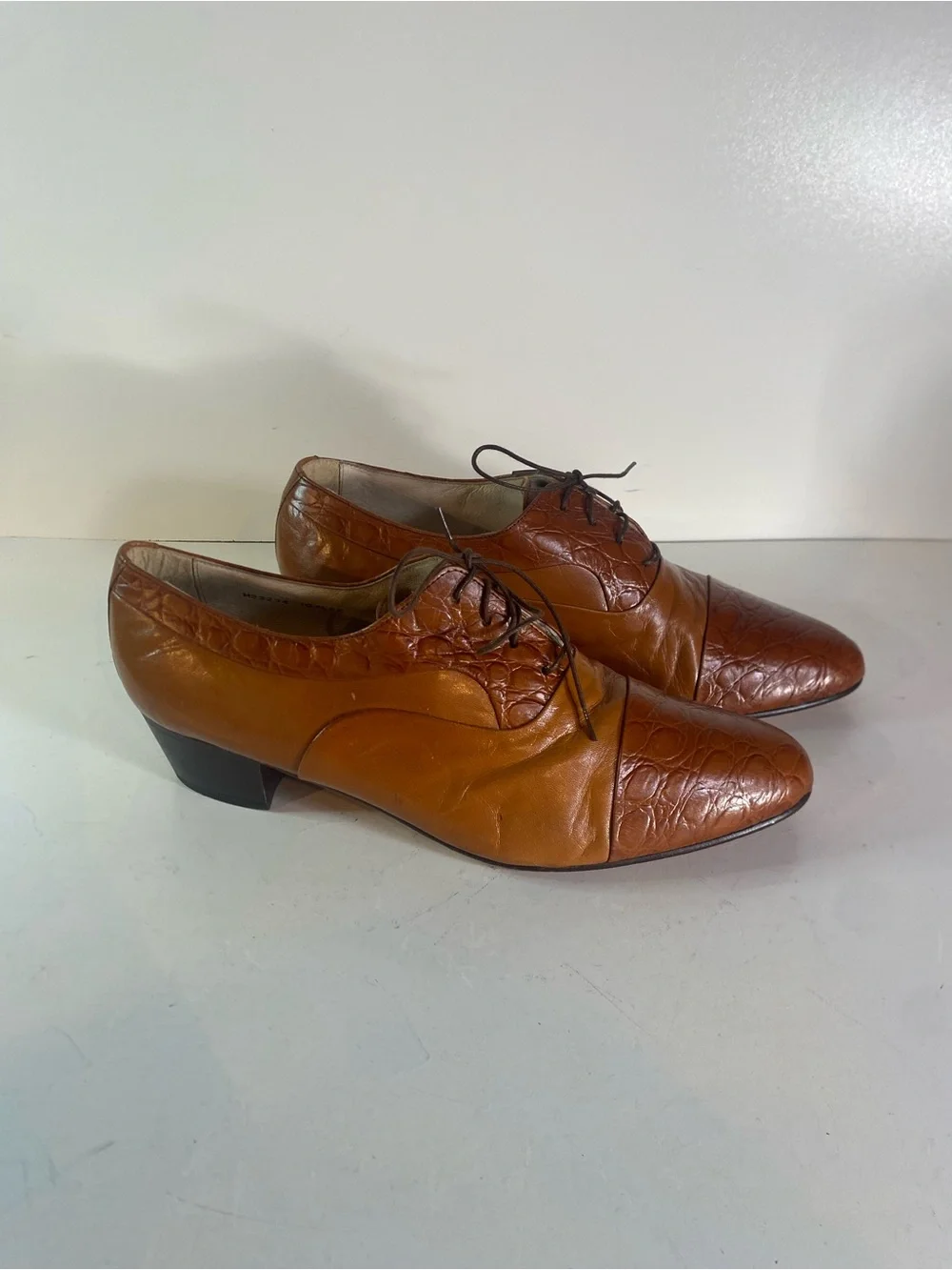 Vintage Carlo Morandi Genuine Eel Skin Lace Up Dress Shoes Italy Size 10.5